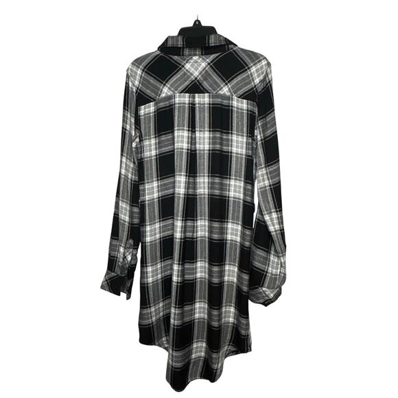 Rails Black & White Plaid Flannel Fall Autumn Button Down Shirt Dress Size XS - Picture 2 of 14
